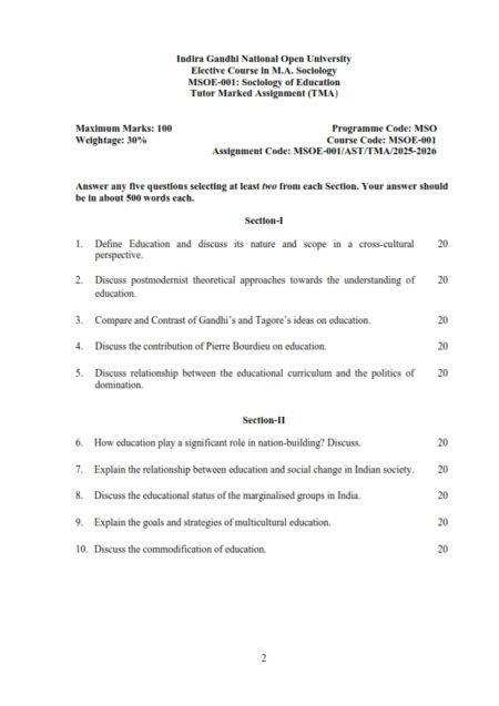 IGNOU MSOE-01 Solved Assignment 2025-26 English Medium