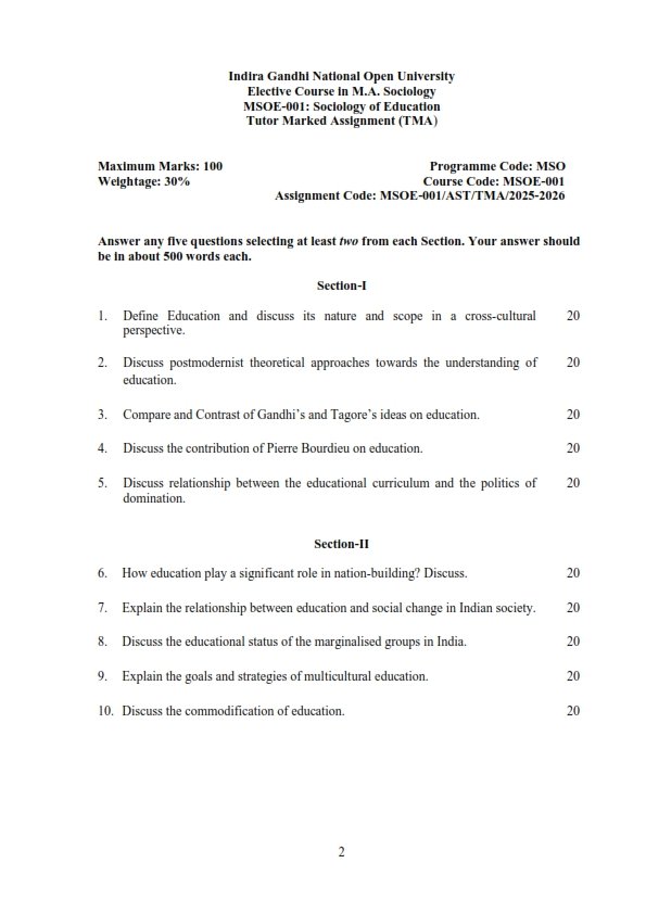 IGNOU MSOE-01 Solved Assignment 2025-26 English Medium