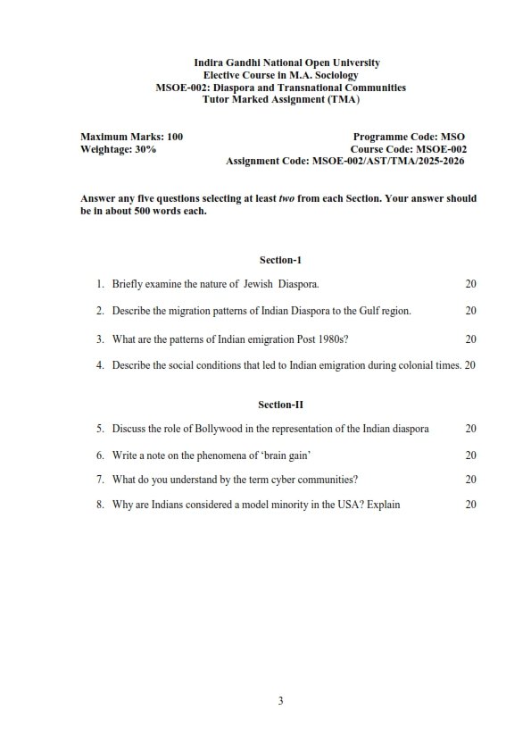 IGNOU MSOE-02 Solved Assignment 2025-26 English Medium