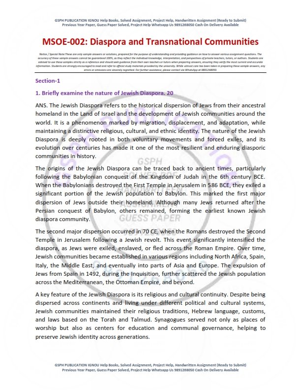 IGNOU MSOE-02 Solved Assignment 2025-26 English Medium