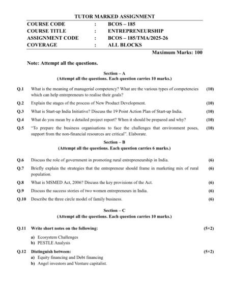 IGNOU BCOS-185 Solved Assignment 2025-26 English Medium