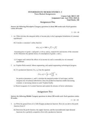 IGNOU BECC-105 Solved Assignment 2025-26 English Medium