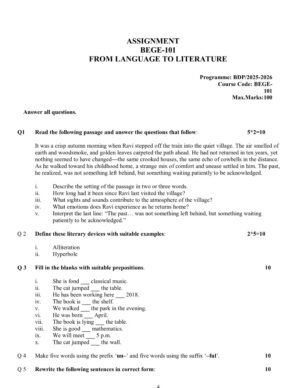 IGNOU BEGE-101 Solved Assignment 2025-26 English Medium