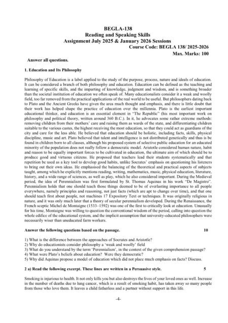 IGNOU BEGLA-138 Solved Assignment 2025-26 English Medium