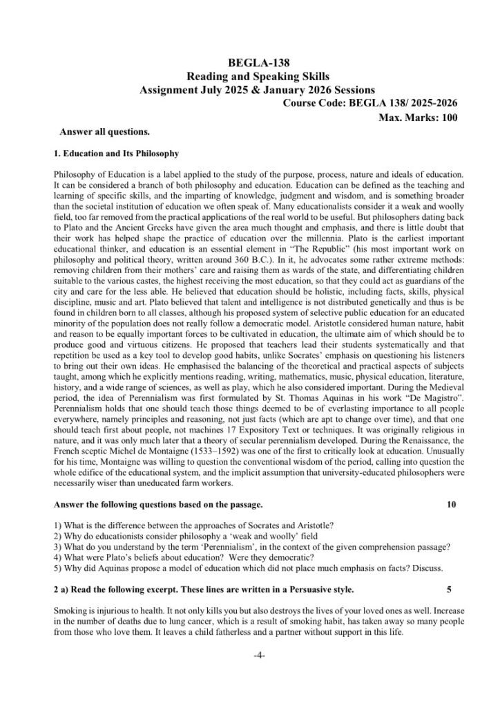 IGNOU BEGLA-138 Solved Assignment 2025-26 English Medium