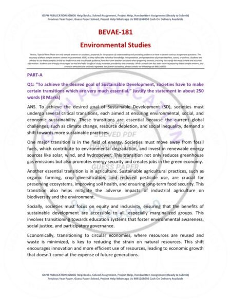 IGNOU BEVAE-181 Solved Assignment 2025-26 English Medium