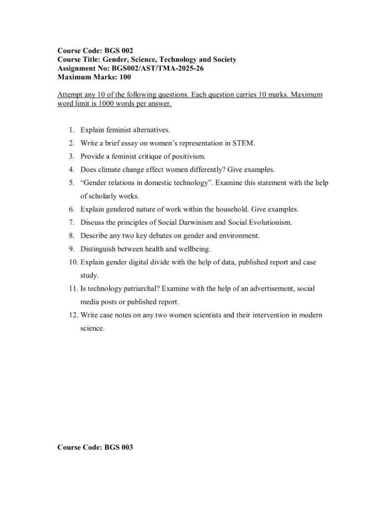 IGNOU BGS-02 Solved Assignment 2025-26 English Medium