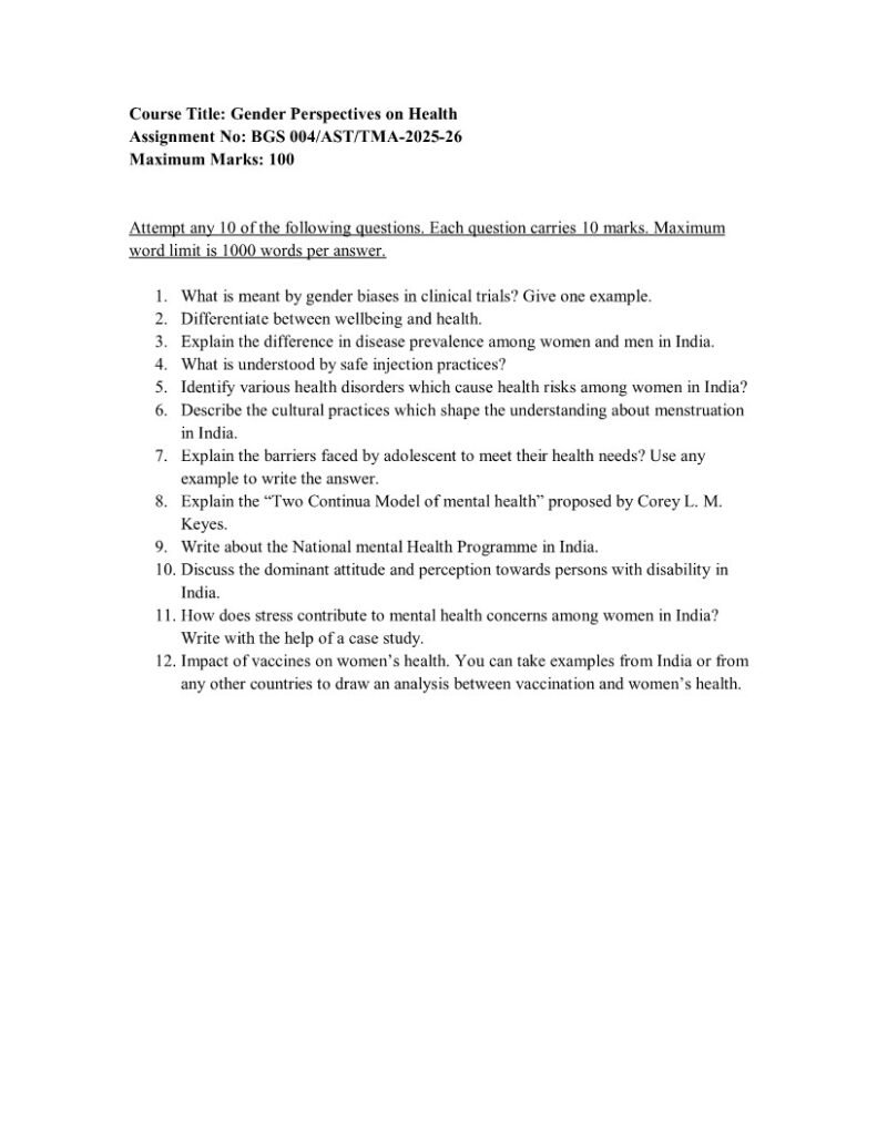 IGNOU BGS-04 Solved Assignment 2025-26 English Medium