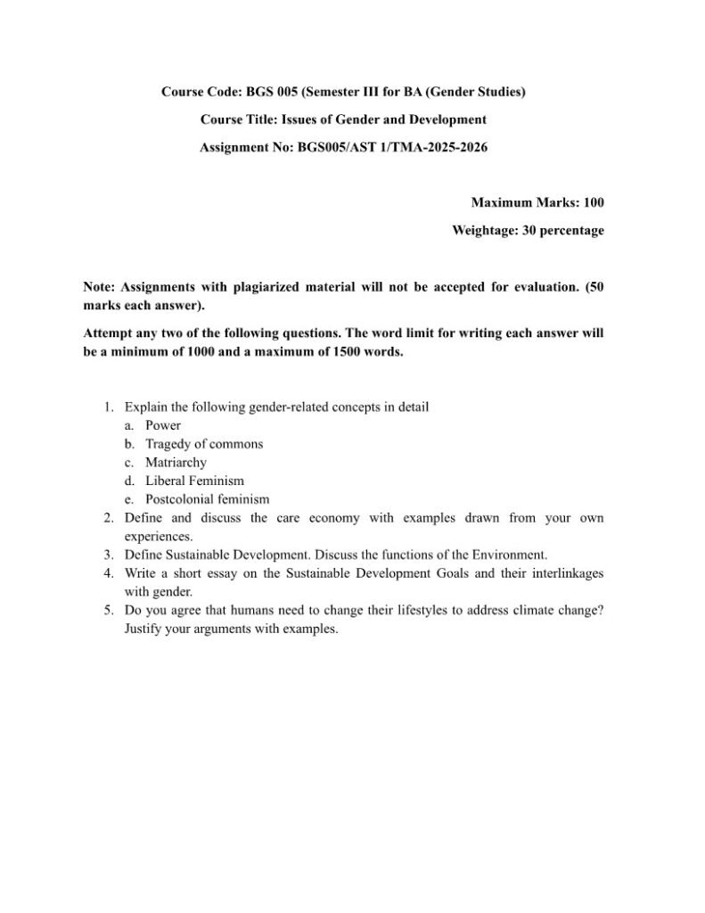 IGNOU BGS-05 Solved Assignment 2025-26 English Medium