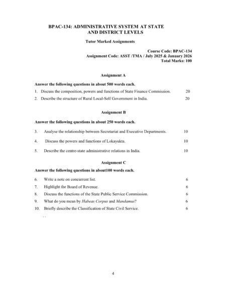IGNOU BPAC-134 Solved Assignment 2025-26 English Medium