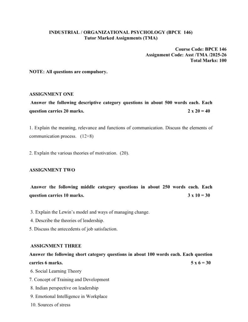 IGNOU BPCE-146 Solved Assignment 2025-26 English Medium