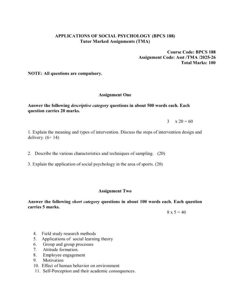 IGNOU BPCS-188 Solved Assignment 2025-26 English Medium