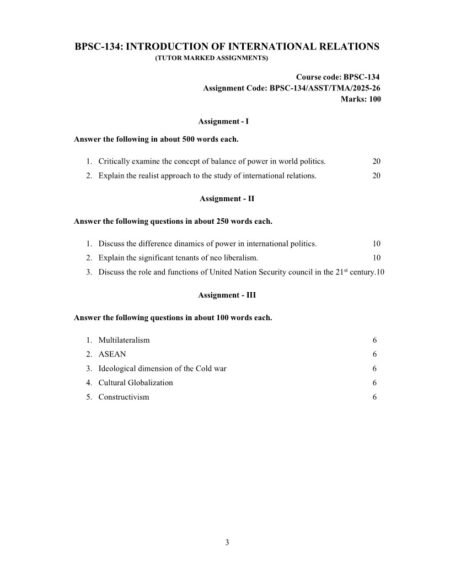 IGNOU BPSC-134 Solved Assignment 2025-26 English Medium