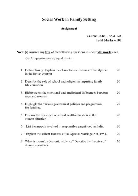 IGNOU BSW-126 Solved Assignment 2025-26 English Medium