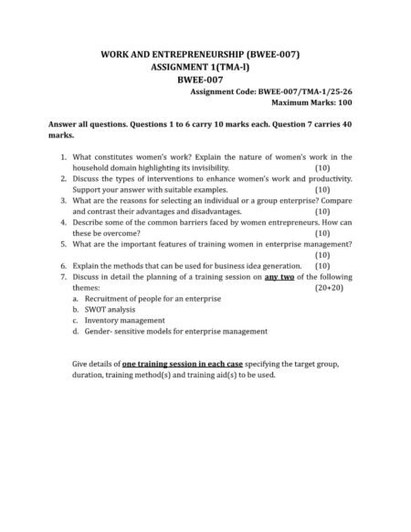 IGNOU BWEE-007 Solved Assignment 2025-26 English Medium