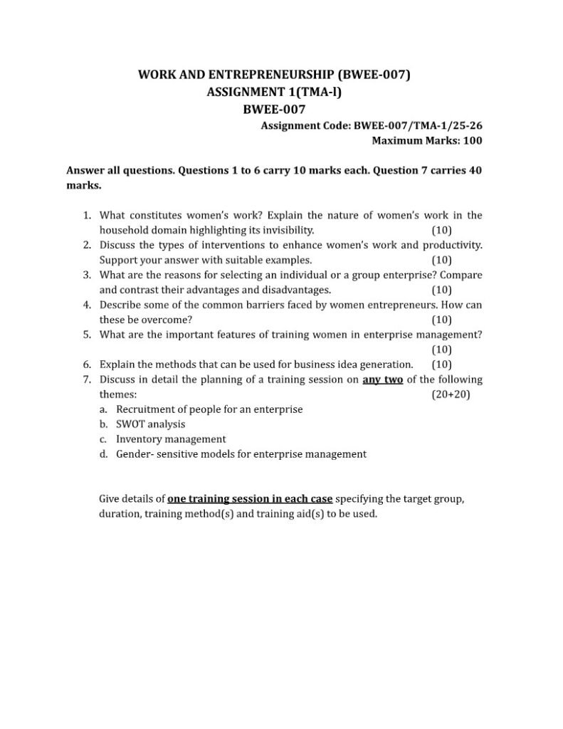 IGNOU BWEE-007 Solved Assignment 2025-26 English Medium