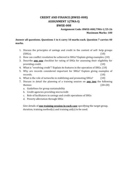 IGNOU BWEE-008 Solved Assignment 2025-26 English Medium