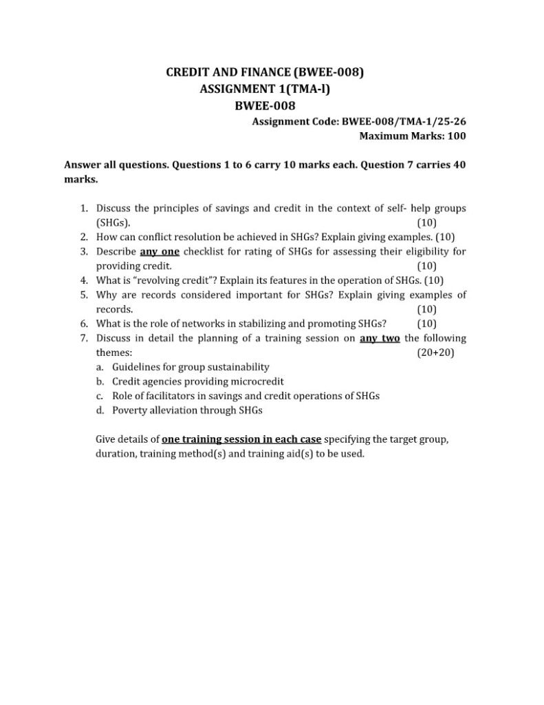 IGNOU BWEE-008 Solved Assignment 2025-26 English Medium