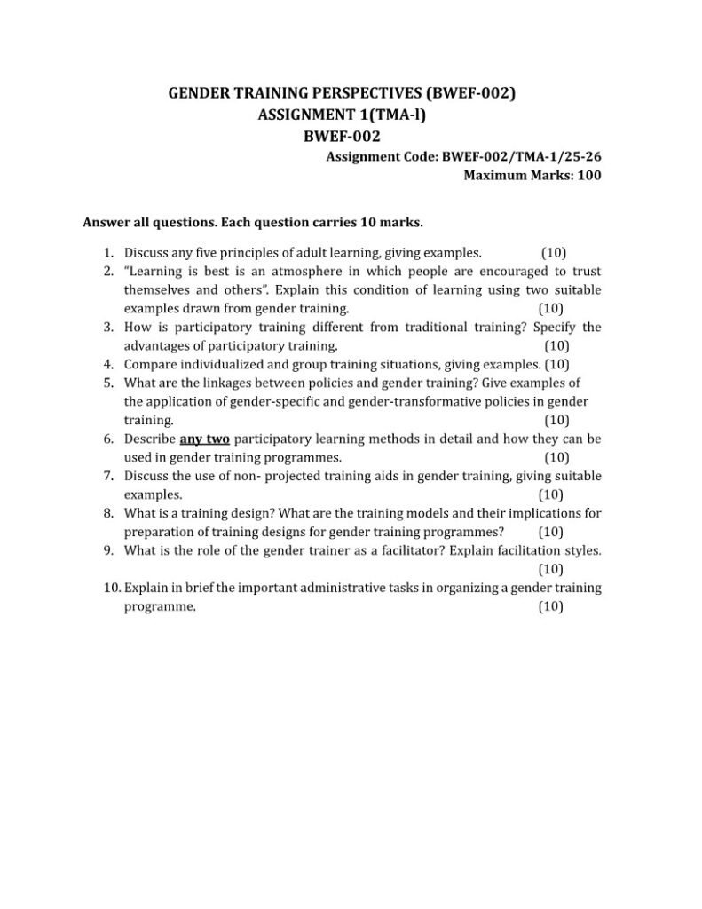 IGNOU BWEF-002 Solved Assignment 2025-26 English Medium