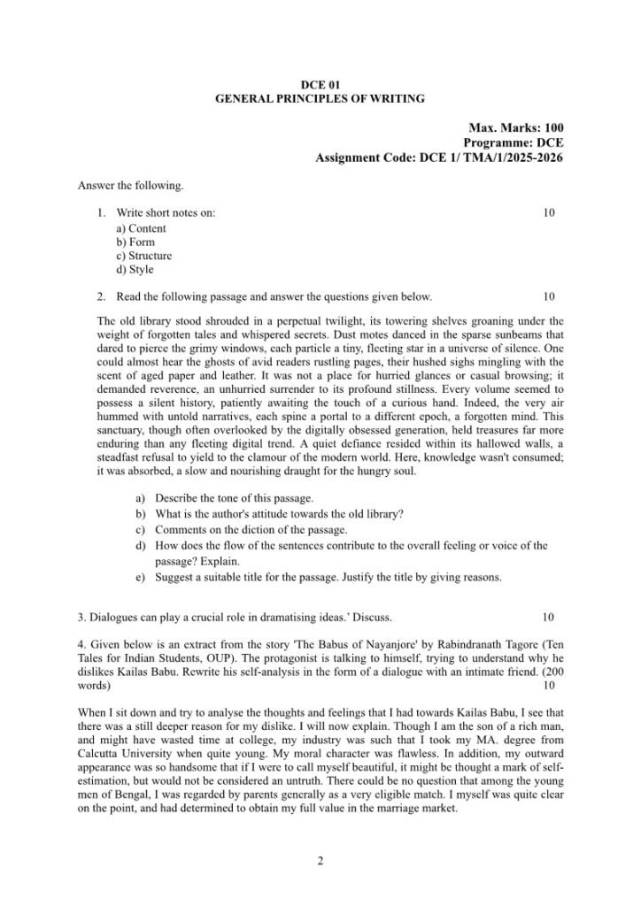 IGNOU DCE-01 Solved Assignment 2025-26 English Medium