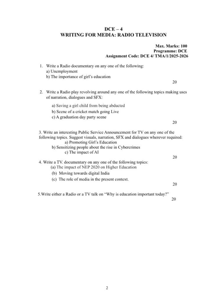 IGNOU DCE-04 Solved Assignment 2025-26 English Medium