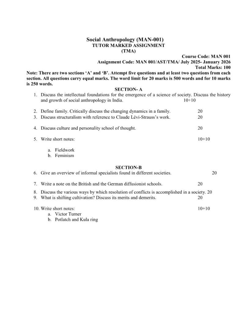 IGNOU MAN-001 Solved Assignment 2025-26 English Medium