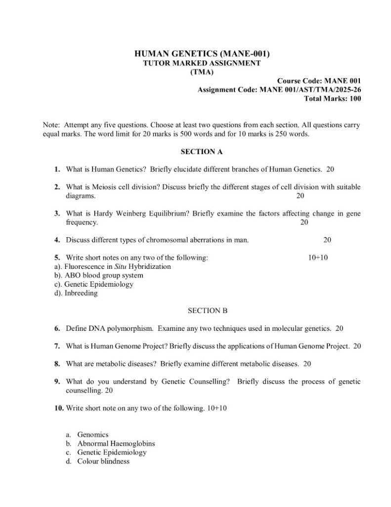 IGNOU MANE-001 Solved Assignment 2025-26 English Medium