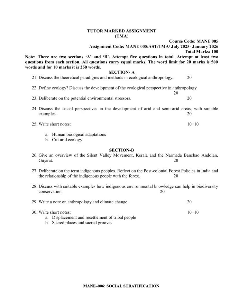 IGNOU MANE-005 Solved Assignment 2025-26 English Medium
