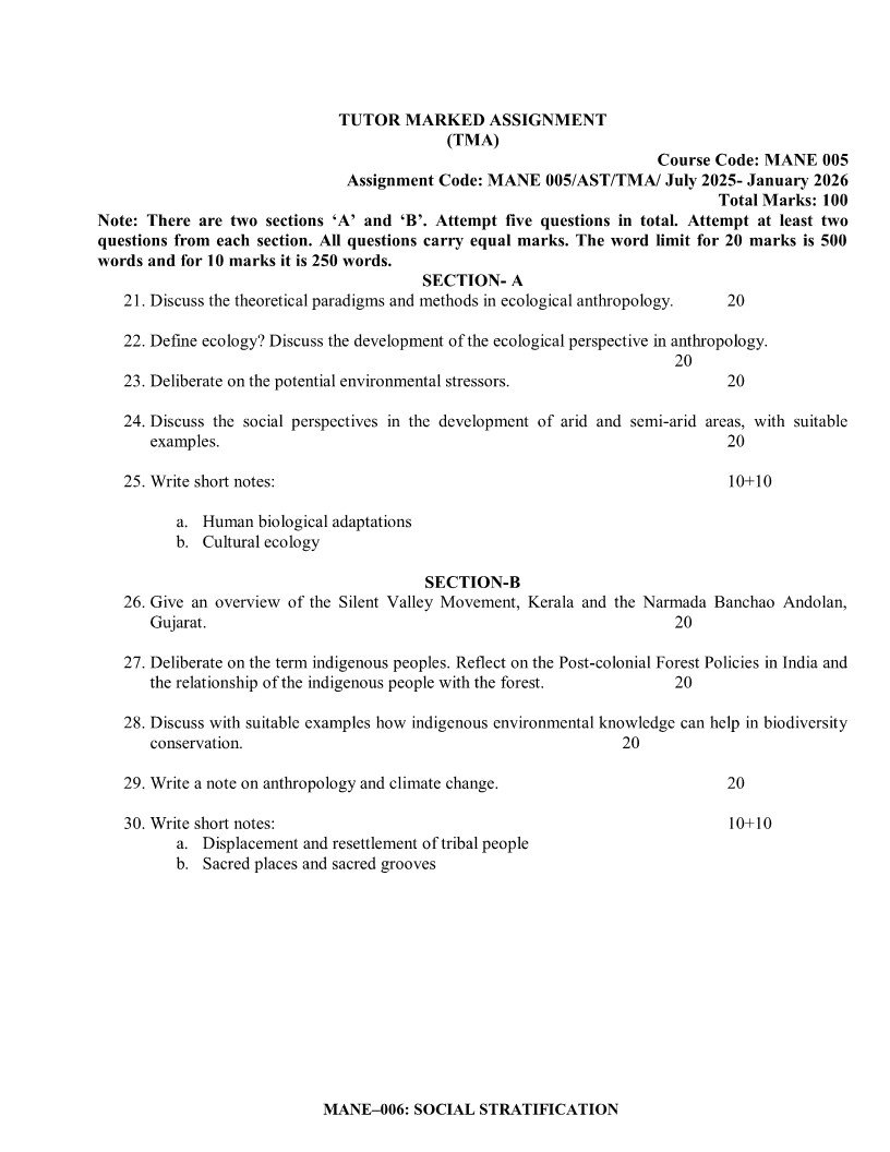 IGNOU MANE-005 Solved Assignment 2025-26 English Medium