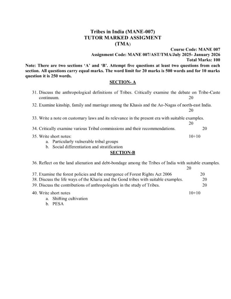 IGNOU MANE-007 Solved Assignment 2025-26 English Medium