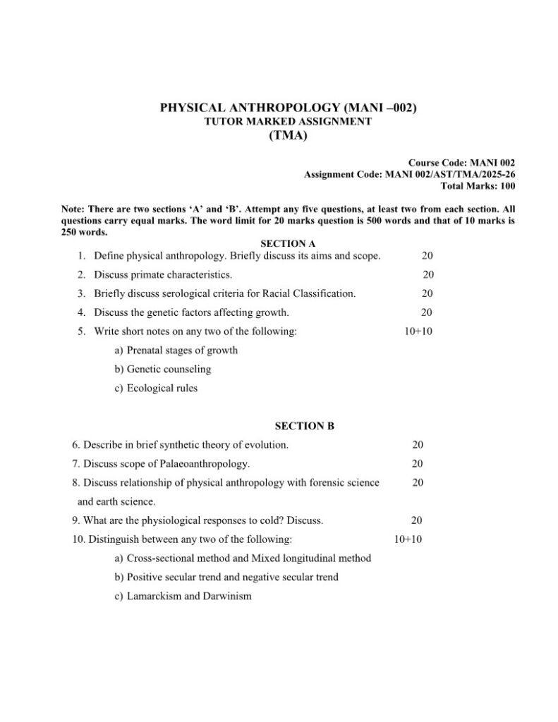 IGNOU MANI-002 Solved Assignment 2025-26 English Medium