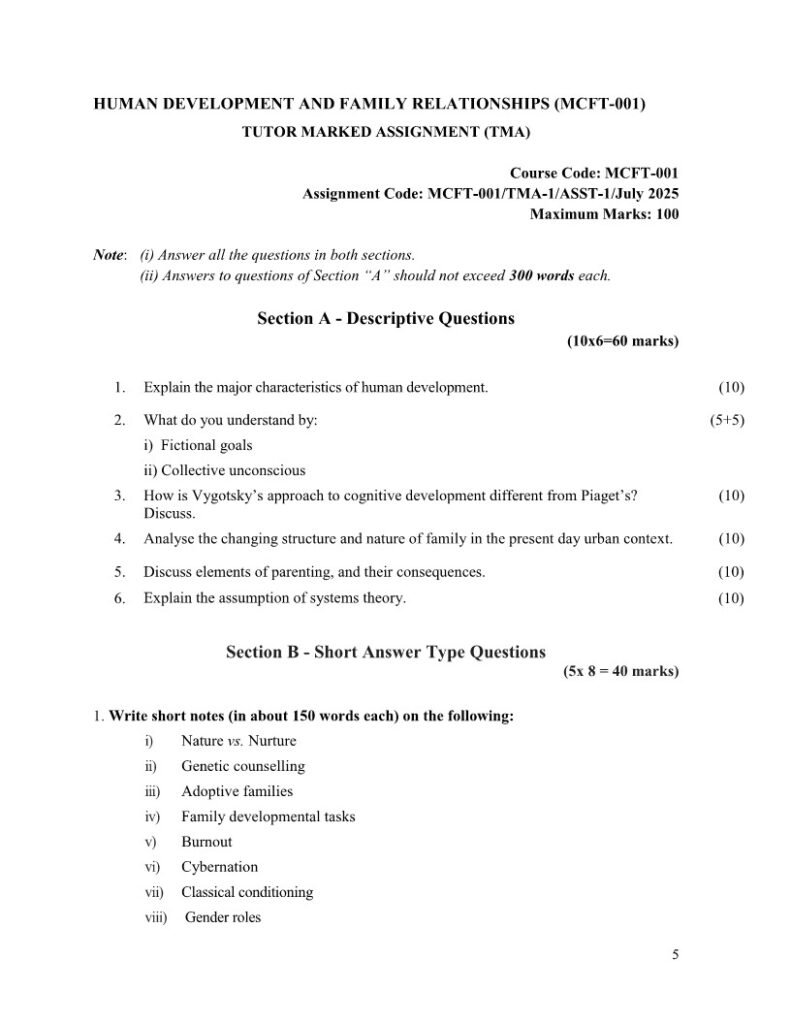 IGNOU MCFT-001 Solved Assignment July 2025 English Medium