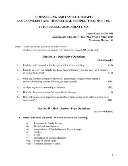 IGNOU MCFT-003 Solved Assignment July 2025 English Medium