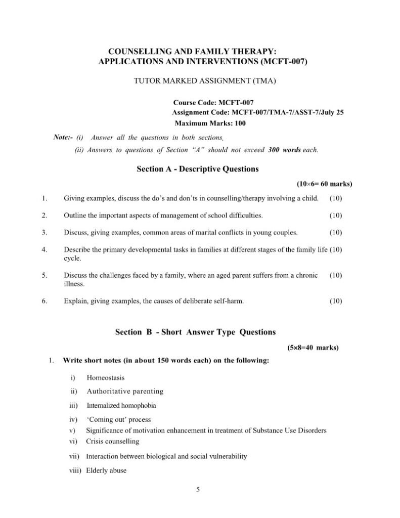 IGNOU MCFT-007 Solved Assignment July 2025 English Medium