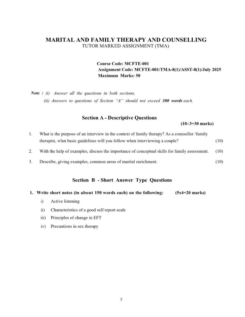 IGNOU MCFTE-001 Solved Assignment July 2025 English Medium