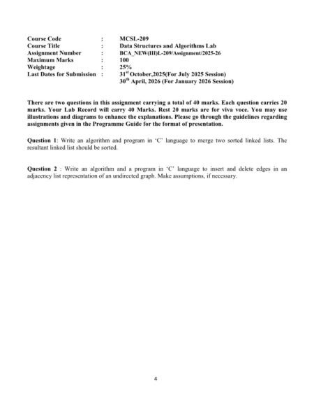 IGNOU MCSL-209 Solved Assignment 2025-26 English Medium