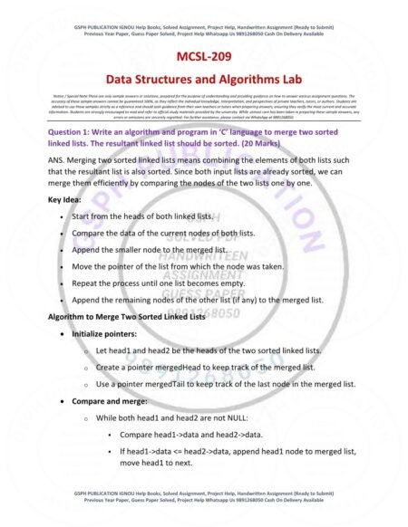 IGNOU MCSL-209 Solved Assignment 2025-26 English Medium