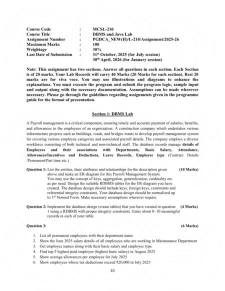 IGNOU MCSL-210 Solved Assignment 2025-26 English Medium