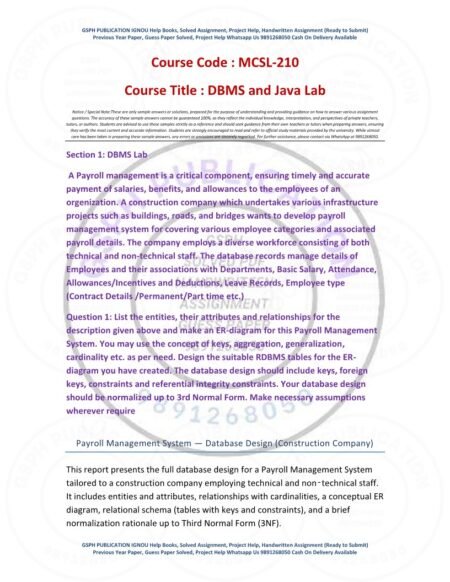 IGNOU MCSL-210 Solved Assignment 2025-26 English Medium