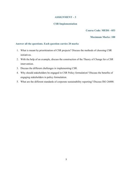 IGNOU MEDS-53 Solved Assignment 2025-26 English Medium