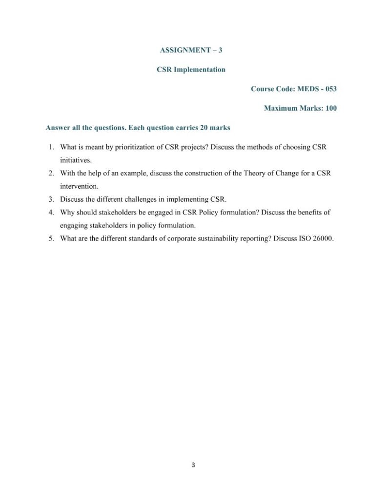 IGNOU MEDS-53 Solved Assignment 2025-26 English Medium