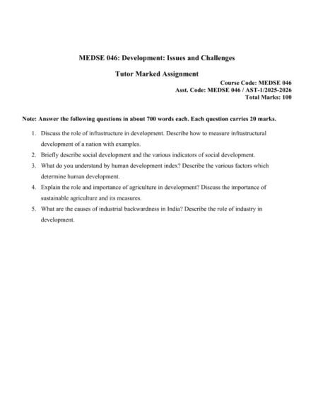 IGNOU MEDSE-046 Solved Assignment 2025-26 English Medium