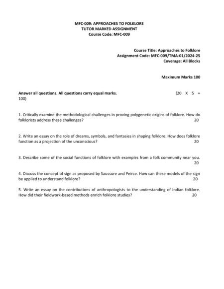 IGNOU MFC-009 Solved Assignment 2025-26 English Medium