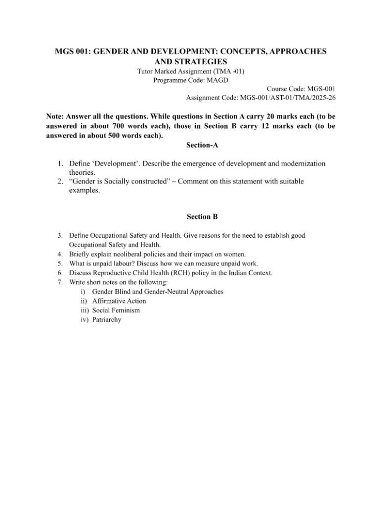 IGNOU MGS-01 Solved Assignment 2025-26 English Medium
