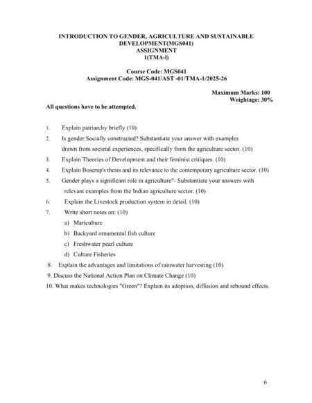 IGNOU MGS-041 Solved Assignment 2025-26 English Medium