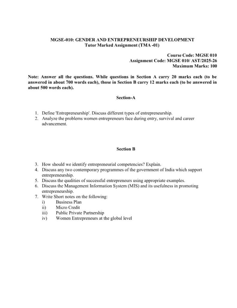 IGNOU MGSE-010 Solved Assignment 2025-26 English Medium