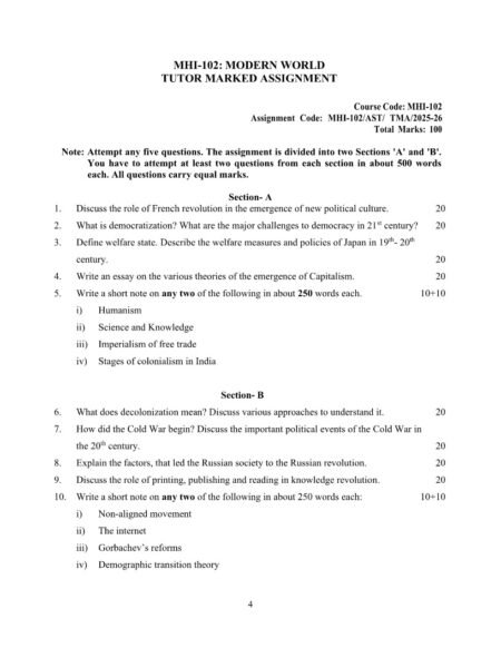 IGNOU MHI-102 Solved Assignment 2025-26 English Medium