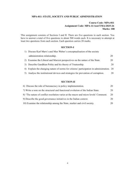 IGNOU MPA-011 Solved Assignment 2025-26 English Medium