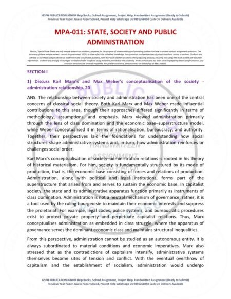 IGNOU MPA-011 Solved Assignment 2025-26 English Medium