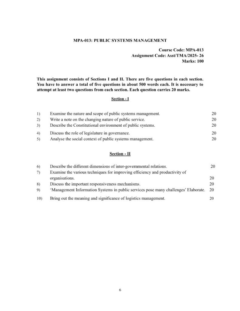 IGNOU MPA-013 Solved Assignment 2025-26 English Medium